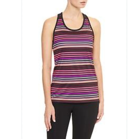 Gap Fit Pink Striped Athletic Tank Top Women's Small S Strappy Criss Cross Back - Picture 1 of 7